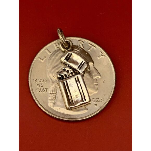 Cigarette Lighter Sterling Silver Jewelry Charm #novelty #lighter - Picture 3 of 4